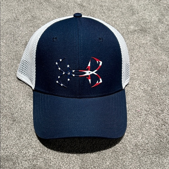 Under Armour Blue and White Mesh Cap - Picture 1 of 4